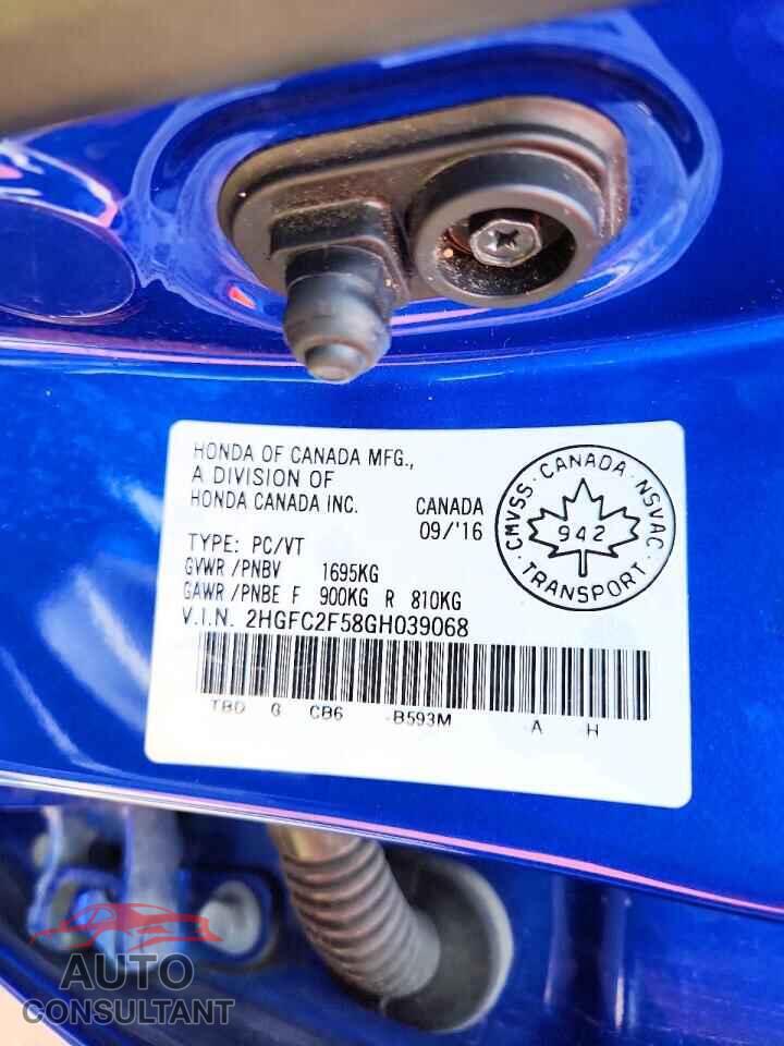 HONDA CIVIC 2016 - 2HGFC2F58GH039068