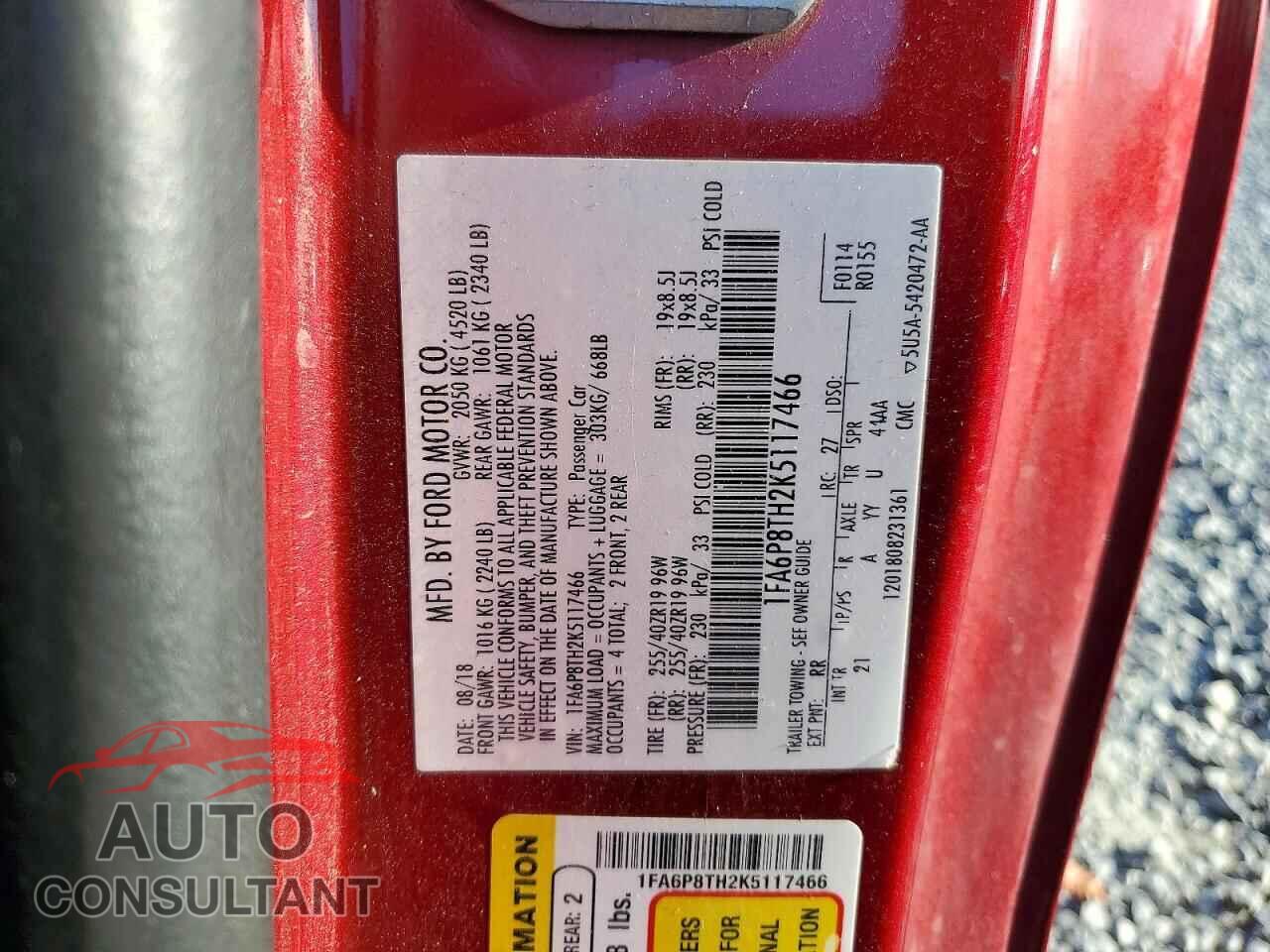 FORD MUSTANG 2019 - 1FA6P8TH2K5117466