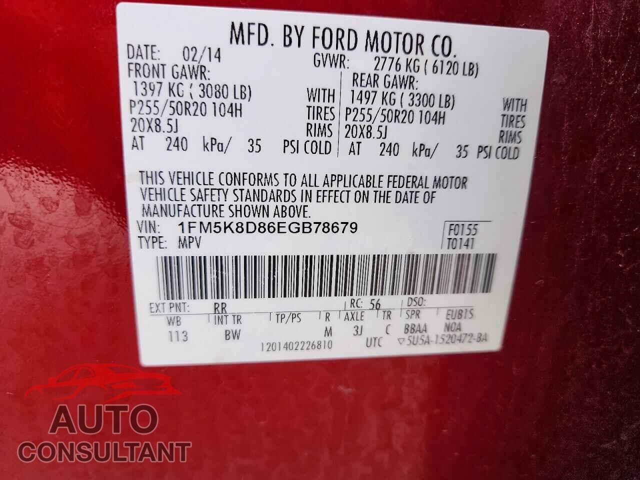 FORD EXPLORER 2014 - 1FM5K8D86EGB78679