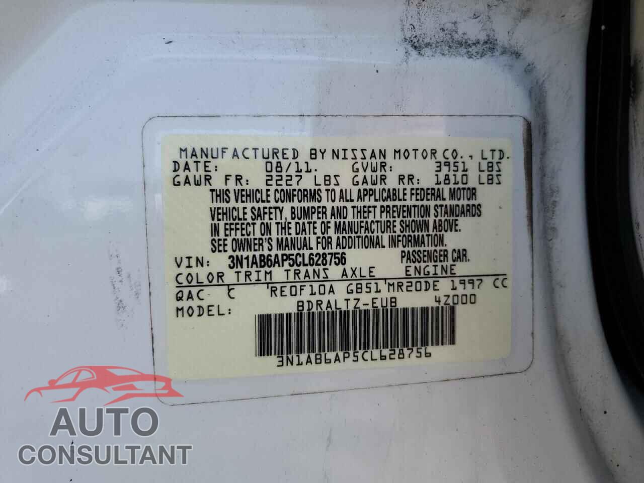 NISSAN SENTRA 2012 - 3N1AB6AP5CL628756
