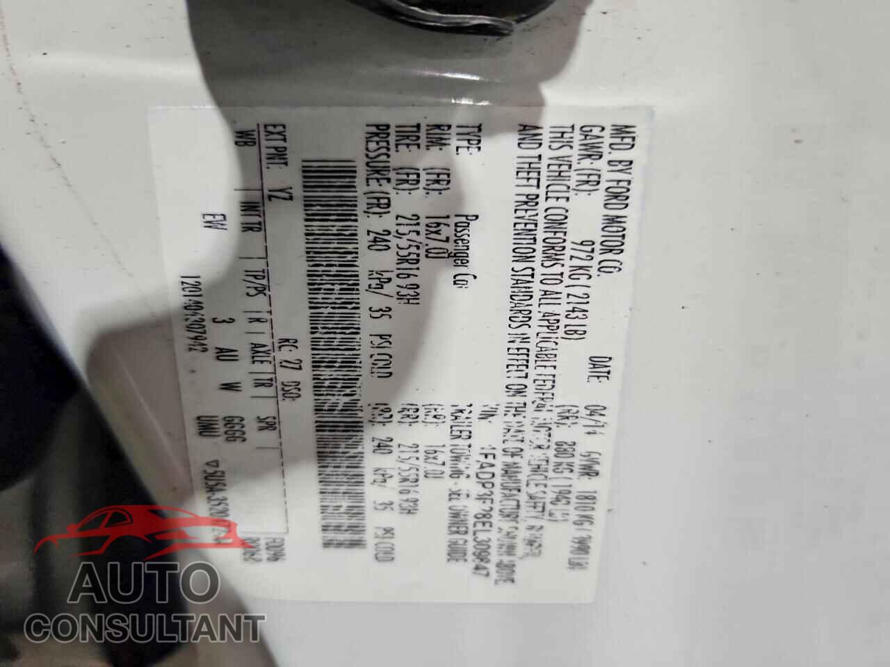 FORD FOCUS 2014 - 1FADP3F28EL309847