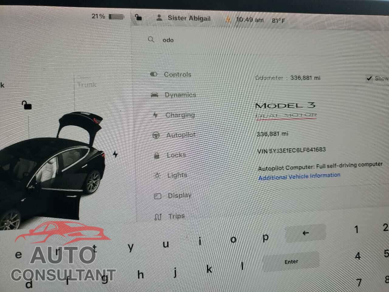 TESLA MODEL 3 2020 - 5YJ3E1EC6LF641683