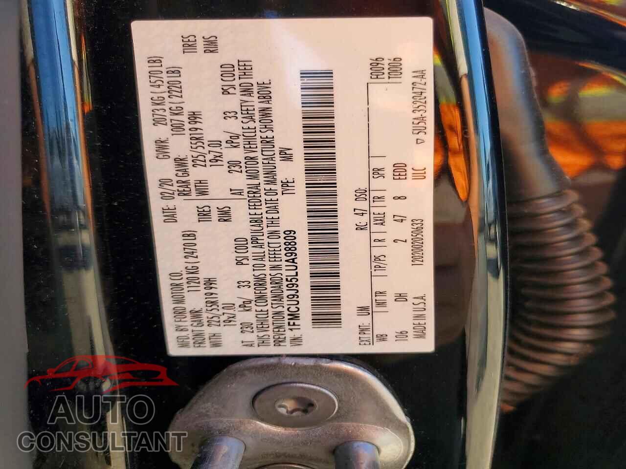 FORD ESCAPE 2020 - 1FMCU9J95LUA98809