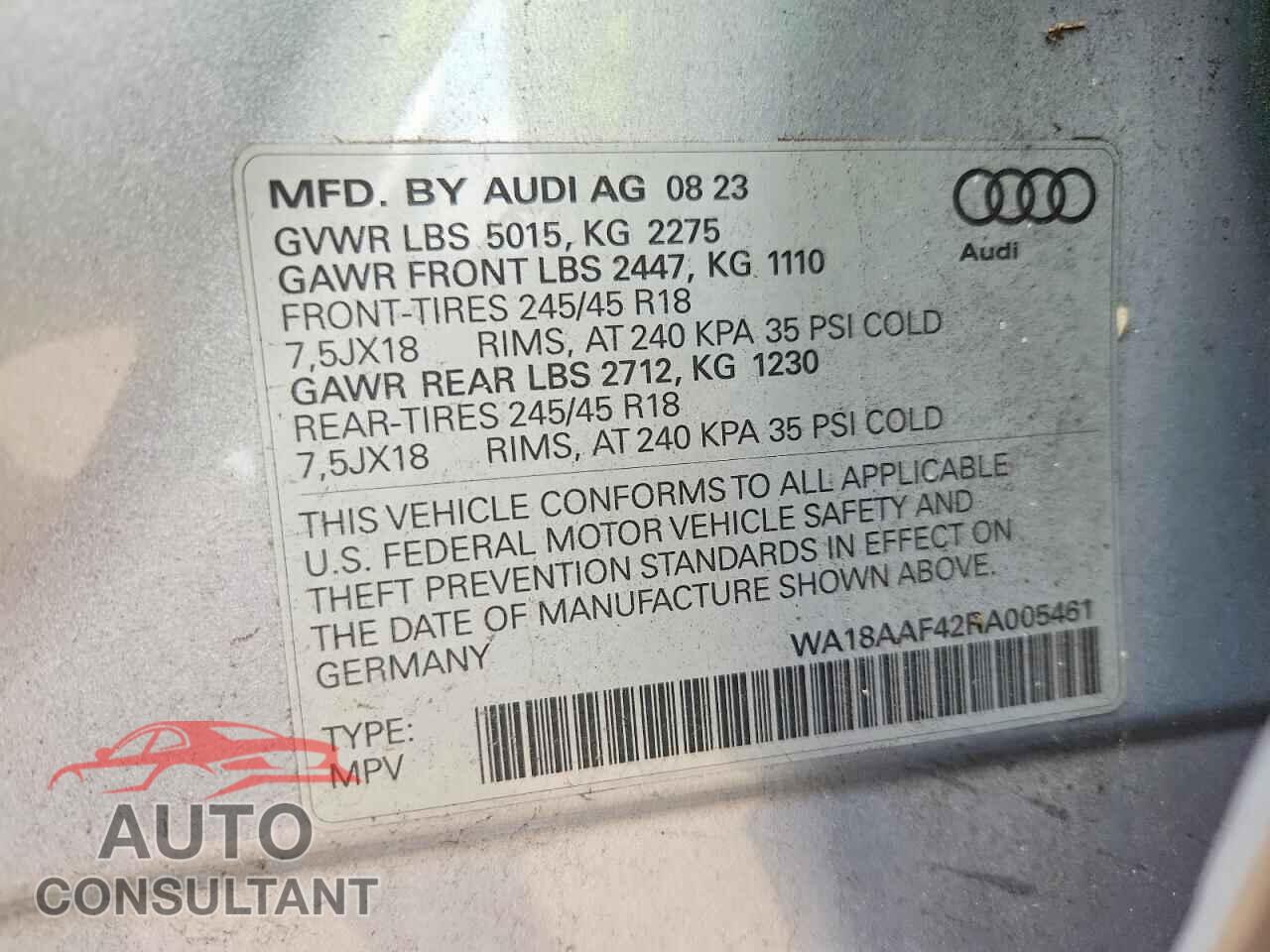 AUDI A4 2024 - WA18AAF42RA005461