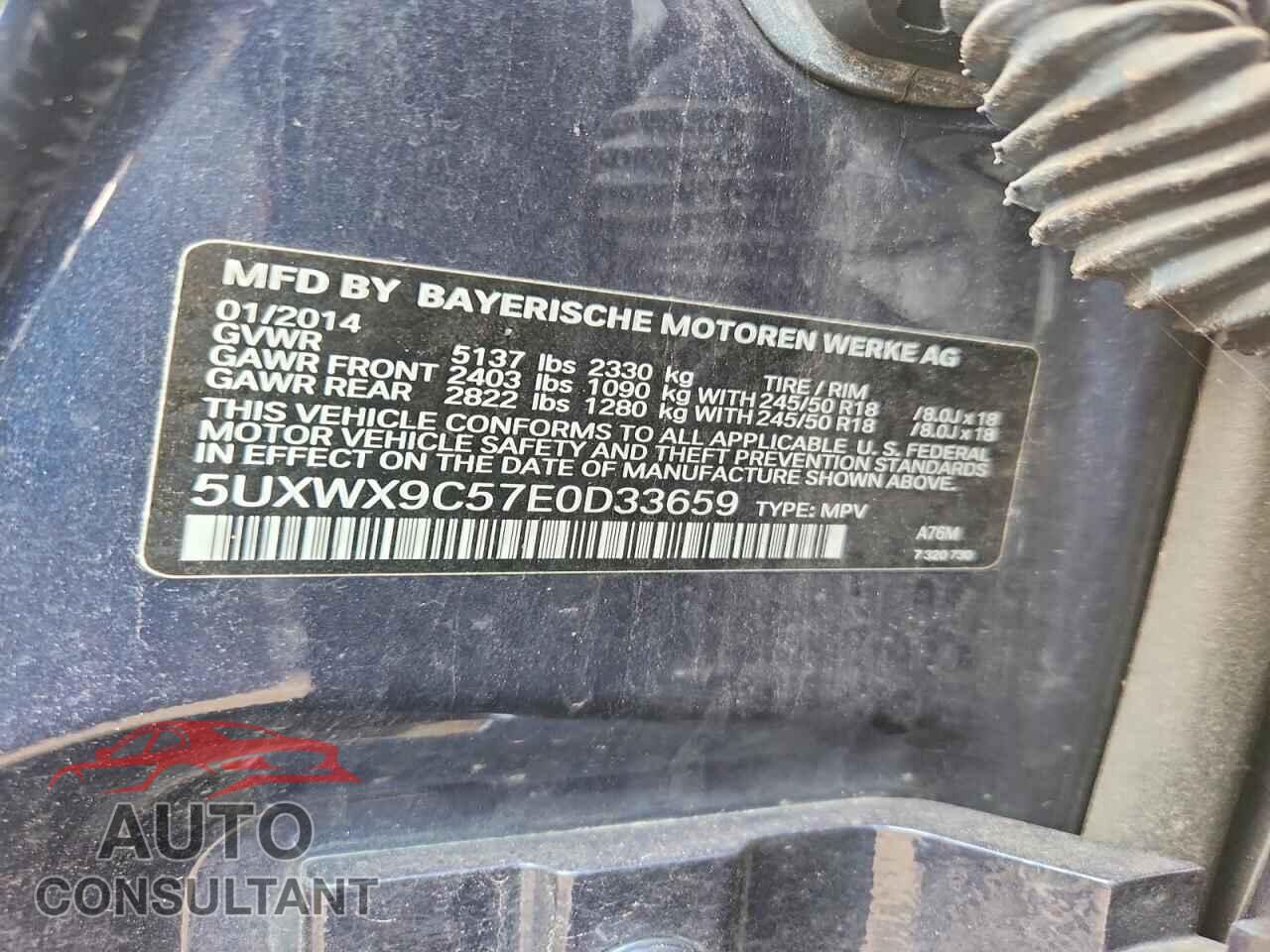 BMW X3 2014 - 5UXWX9C57E0D33659