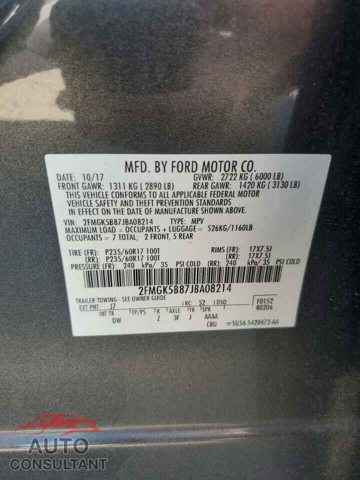 FORD FLEX 2018 - 2FMGK5B87JBA08214
