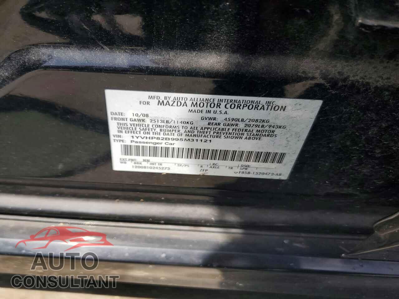 MAZDA 6 S 2009 - 1YVHP82B995M31121
