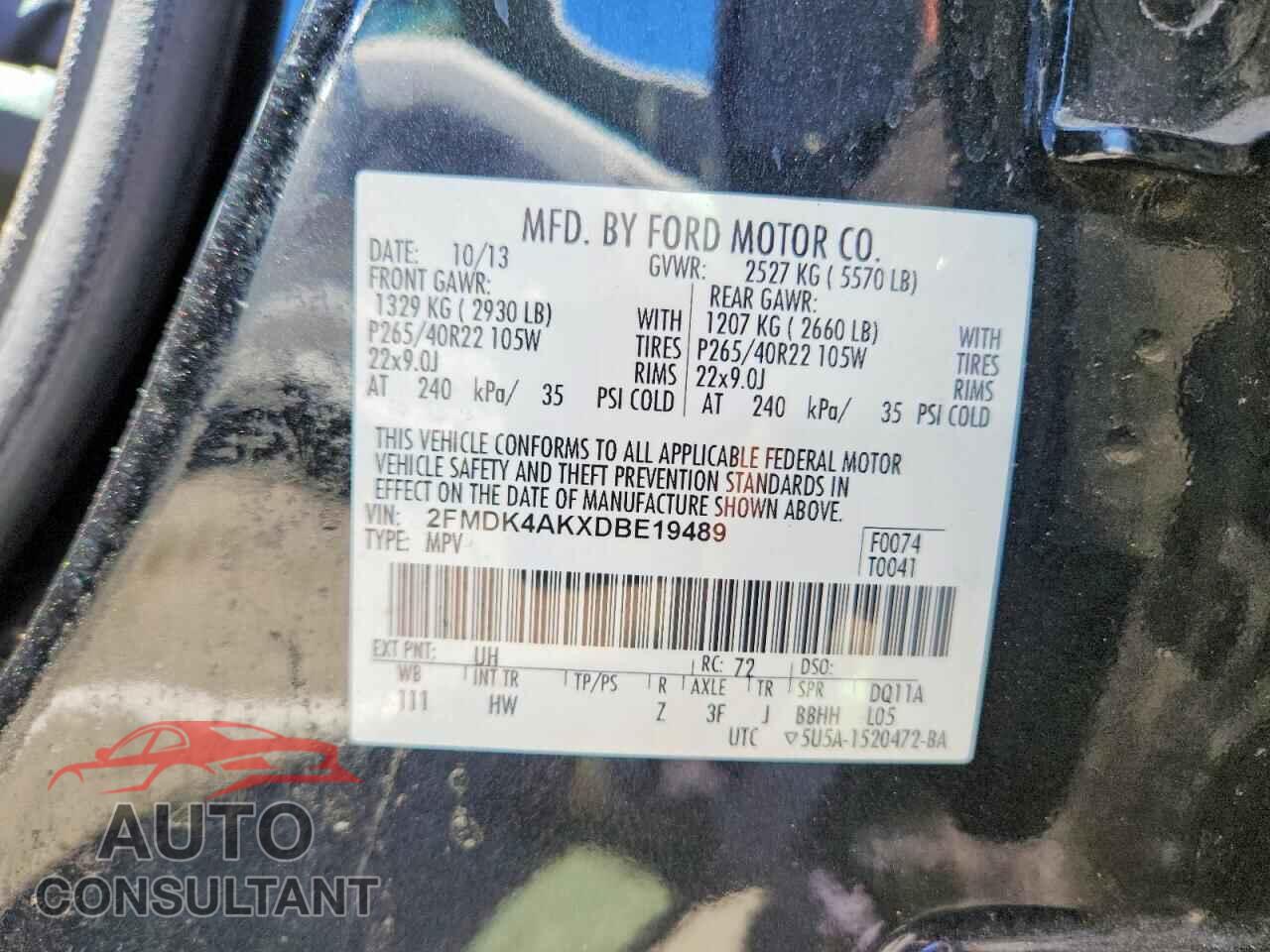 FORD EDGE 2013 - 2FMDK4AKXDBE19489