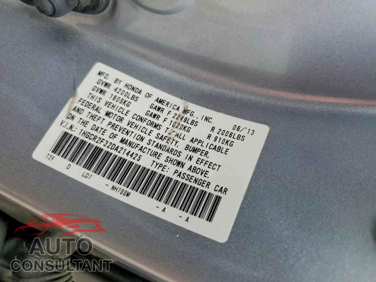 HONDA ACCORD 2013 - 1HGCR2F32DA214425