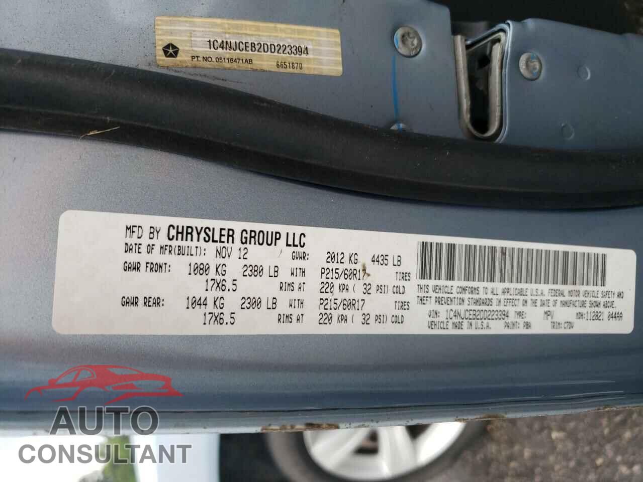 JEEP COMPASS 2013 - 1C4NJCEB2DD223394