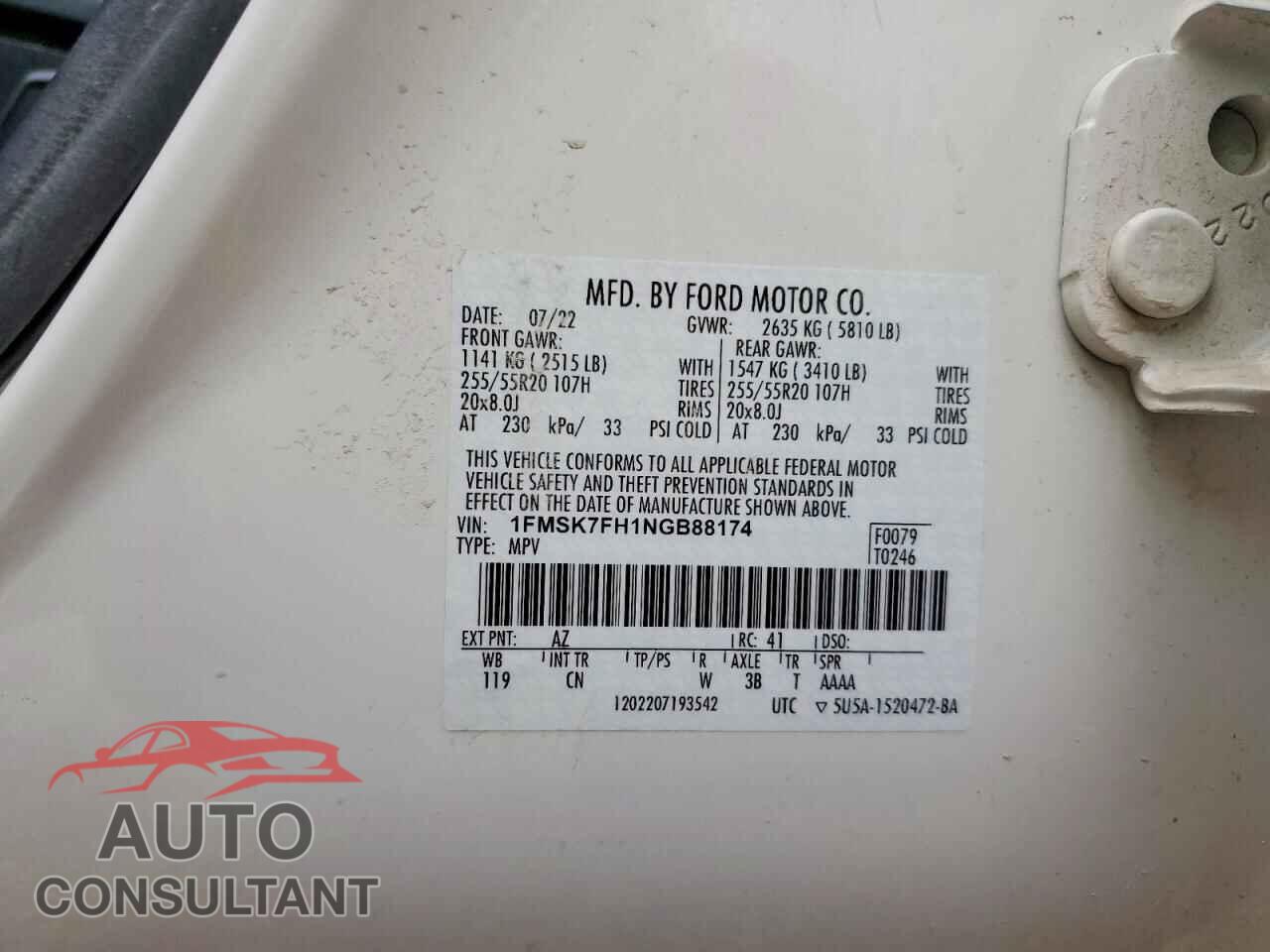 FORD EXPLORER 2022 - 1FMSK7FH1NGB88174
