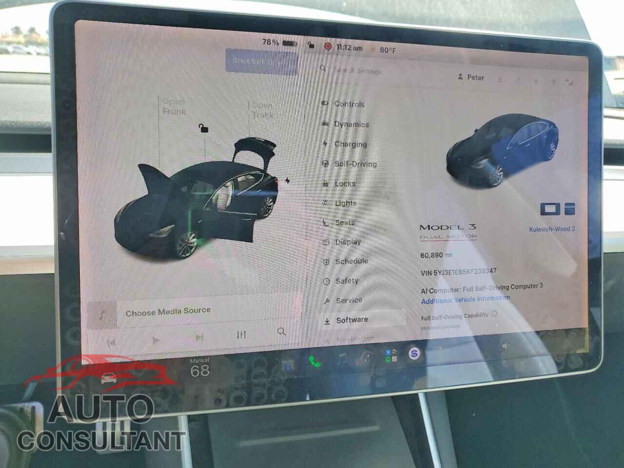 TESLA MODEL 3 2019 - 5YJ3E1EB5KF238347