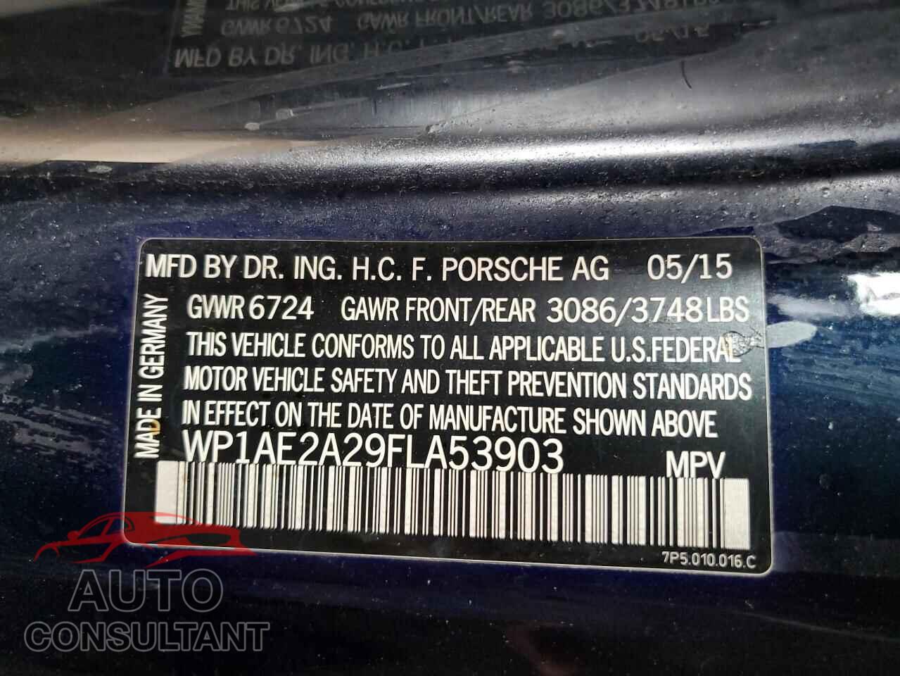 PORSCHE CAYENNE 2015 - WP1AE2A29FLA53903