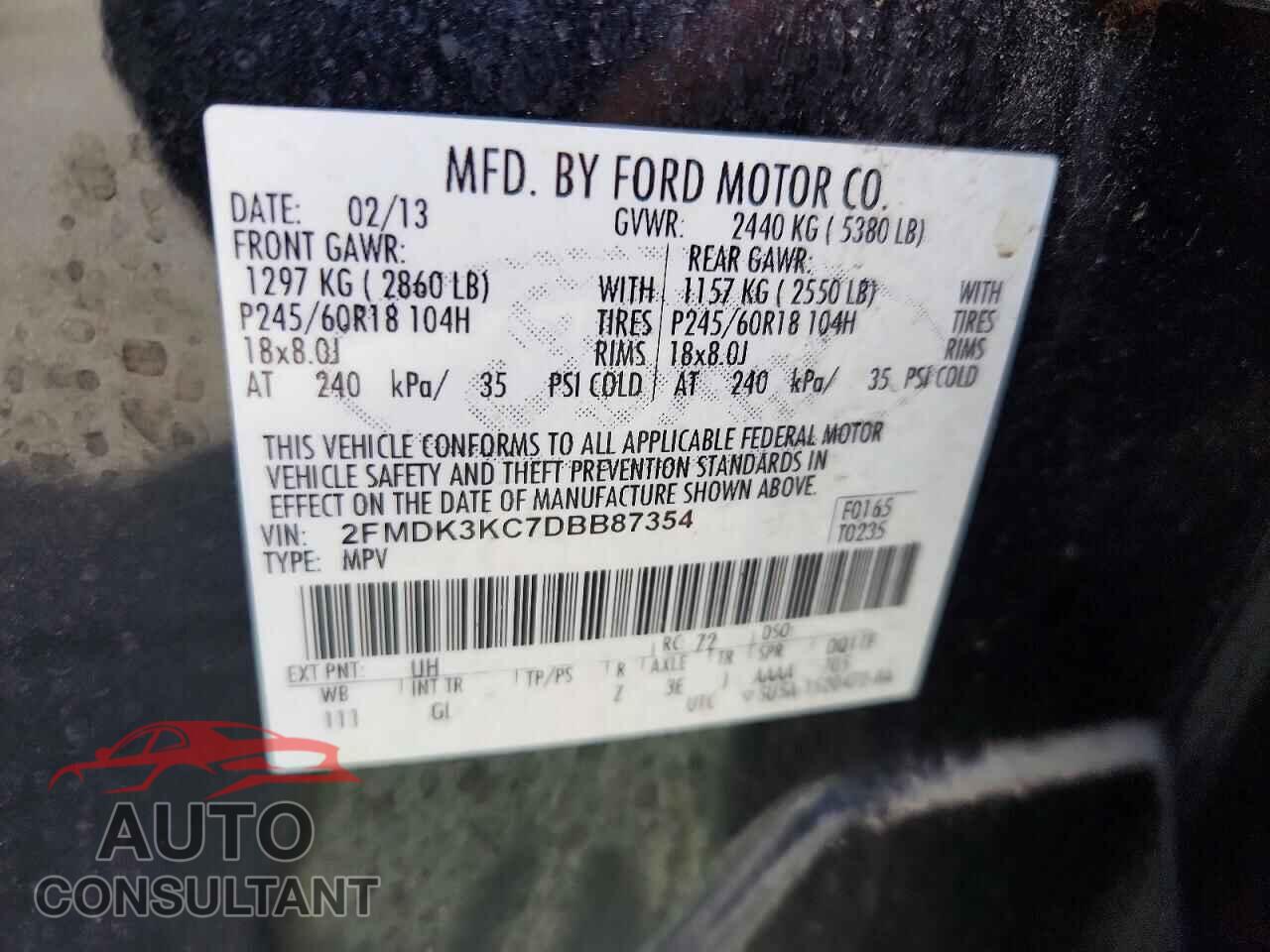 FORD EDGE 2013 - 2FMDK3KC7DBB87354