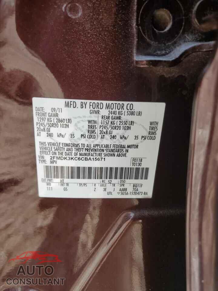 FORD EDGE 2012 - 2FMDK3KC6CBA15671