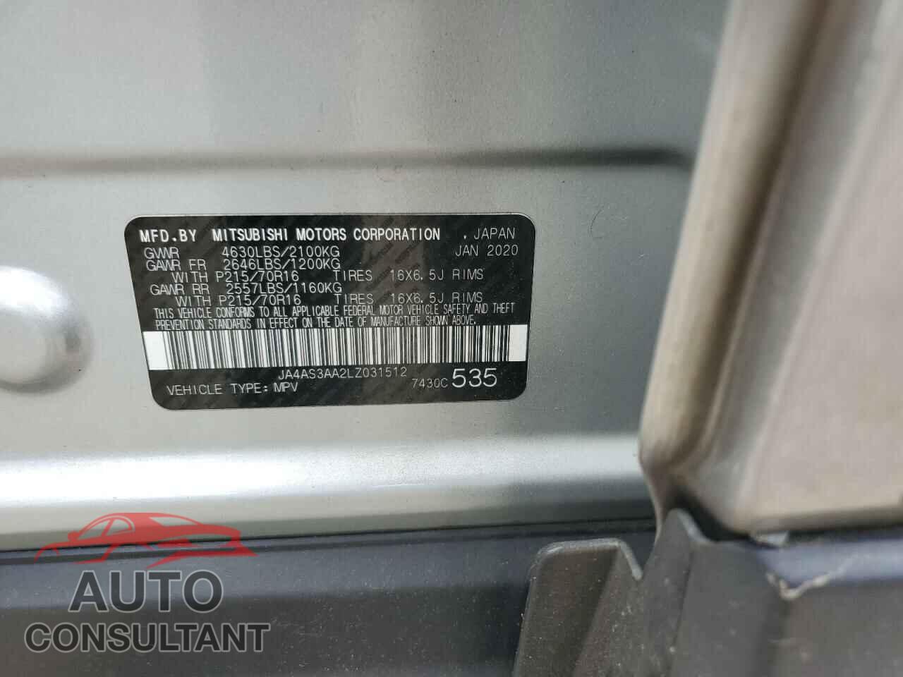 MITSUBISHI ECLIPSE 2020 - JA4AS3AA2LZ031512