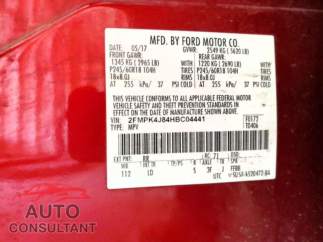 FORD EDGE 2017 - 2FMPK4J84HBC04441