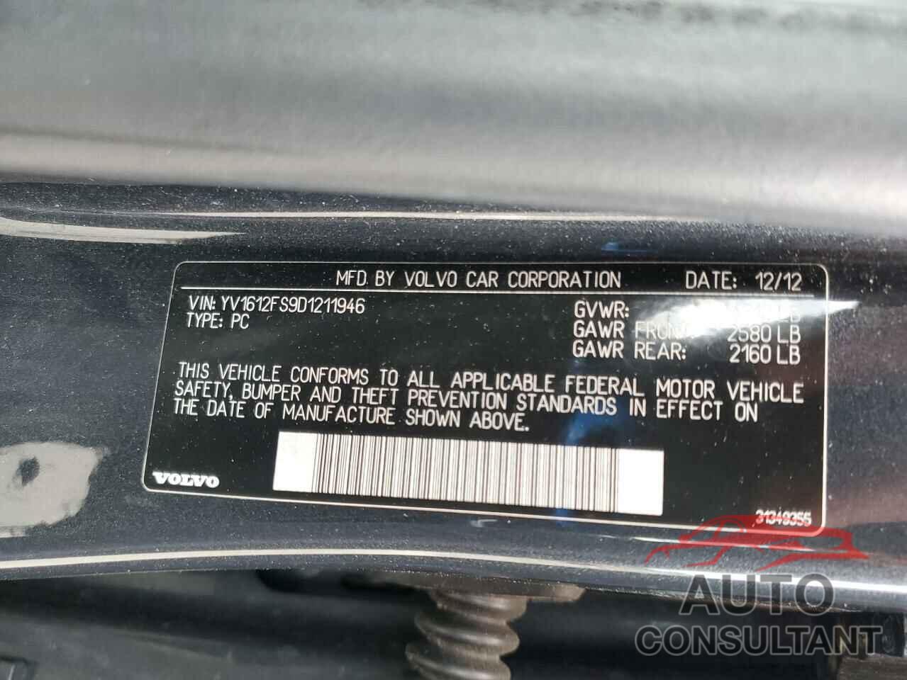 VOLVO S60 2013 - YV1612FS9D1211946