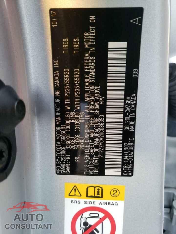 LEXUS RX350 2017 - 2T2ZZMCA2HC086353