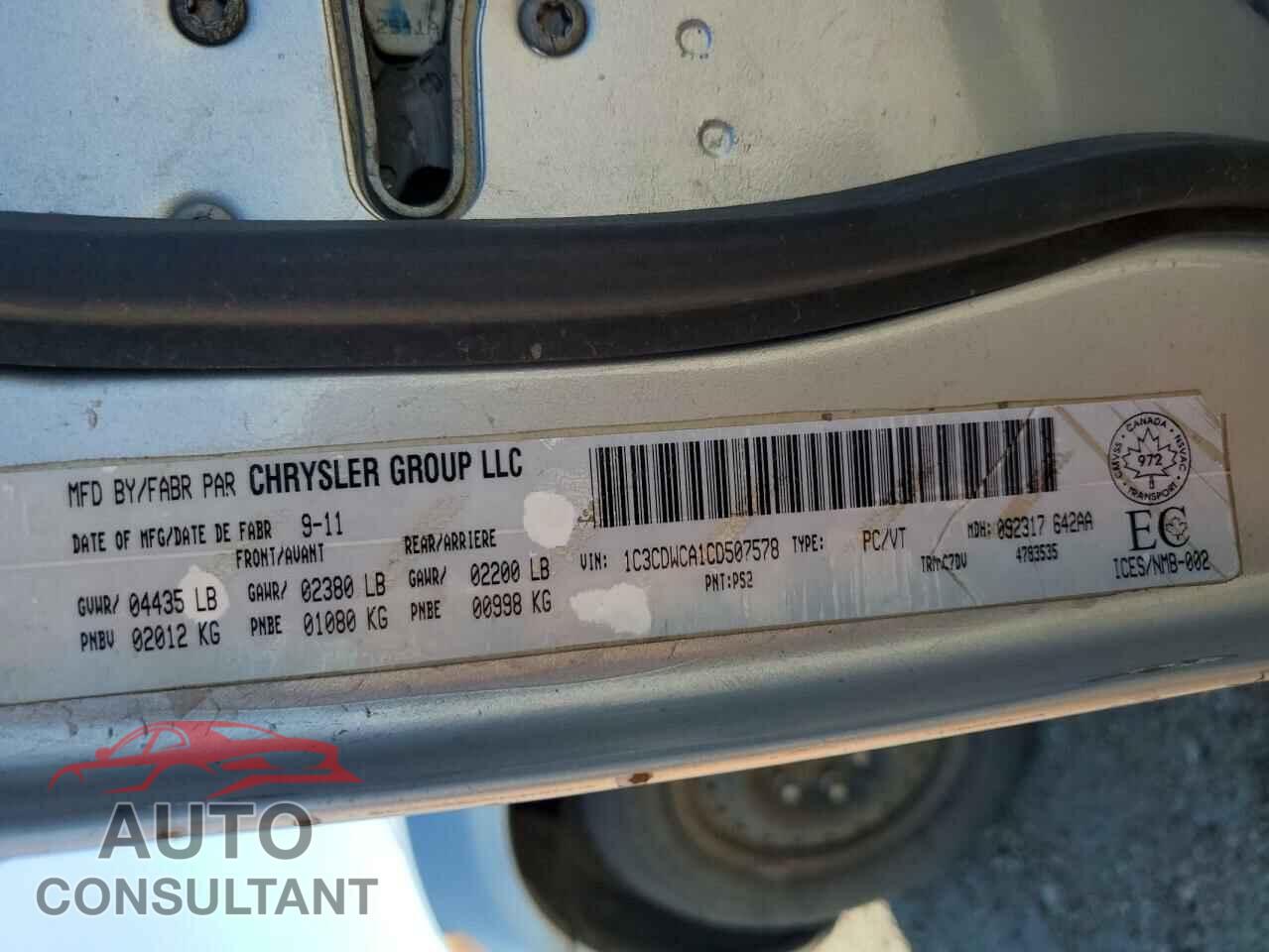 DODGE CALIBER 2012 - 1C3CDWCA1CD507578