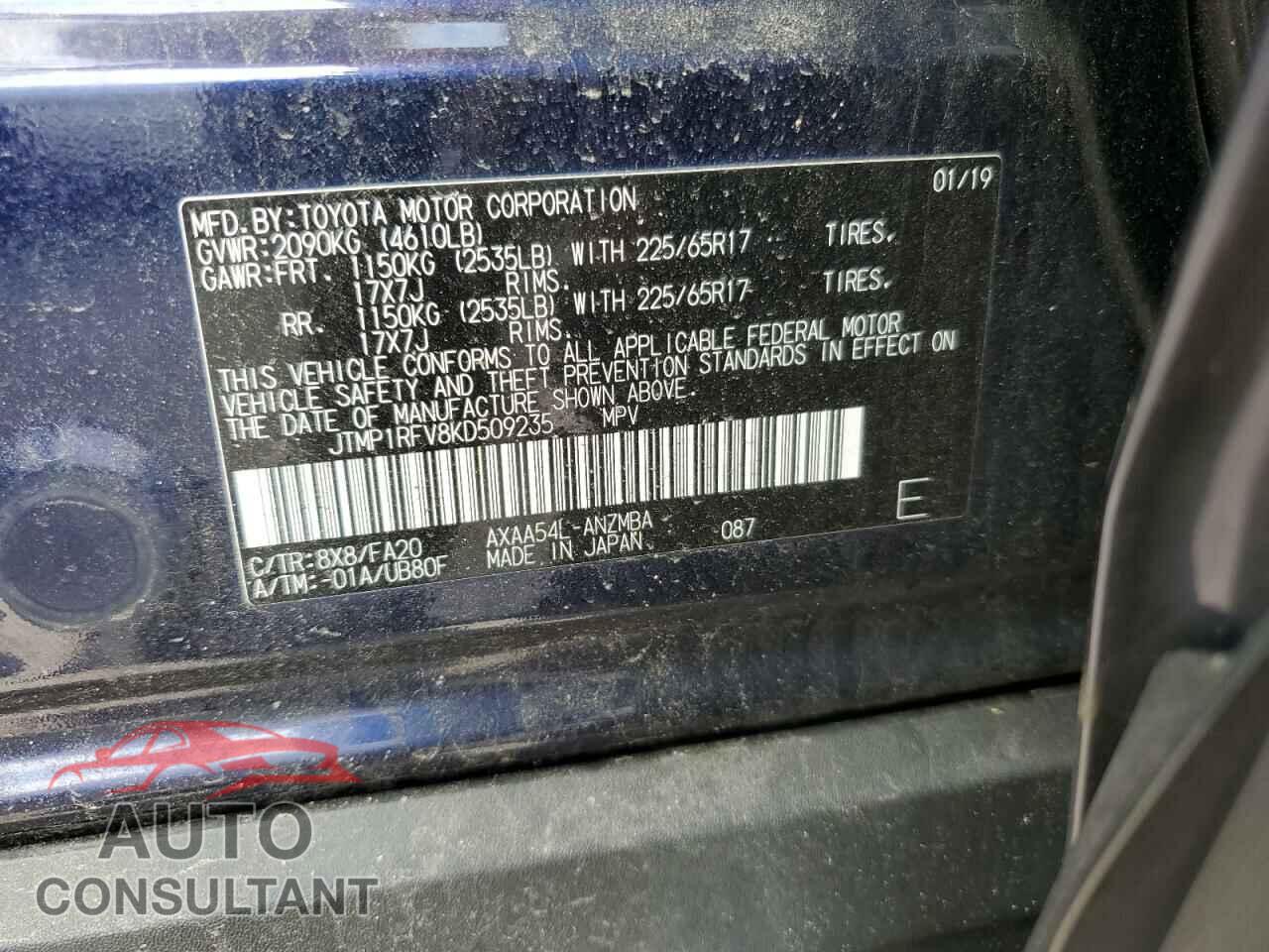 TOYOTA RAV4 2019 - JTMP1RFV8KD509235