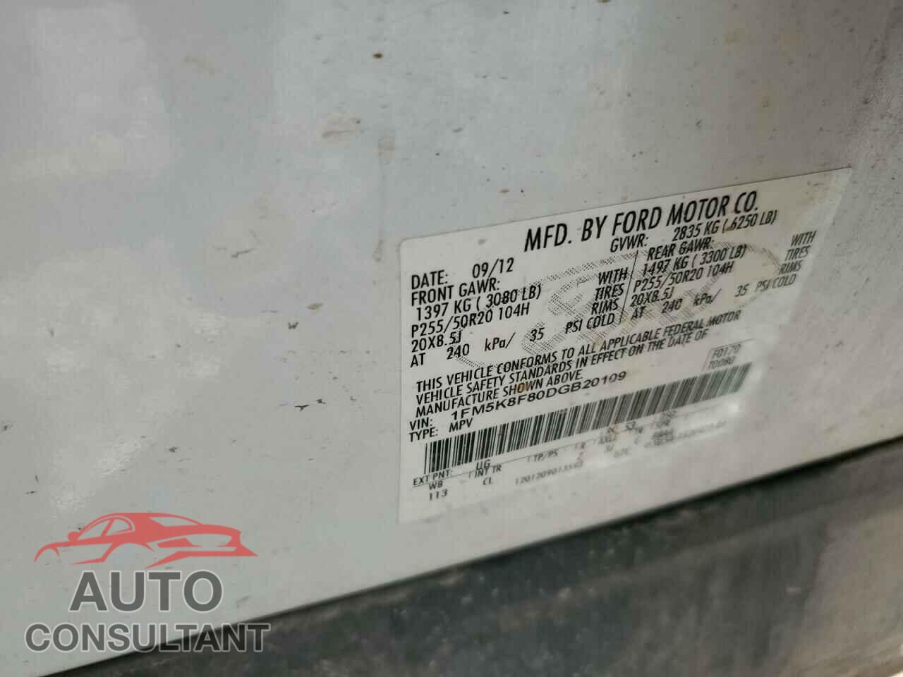 FORD EXPLORER 2013 - 1FM5K8F80DGB20109