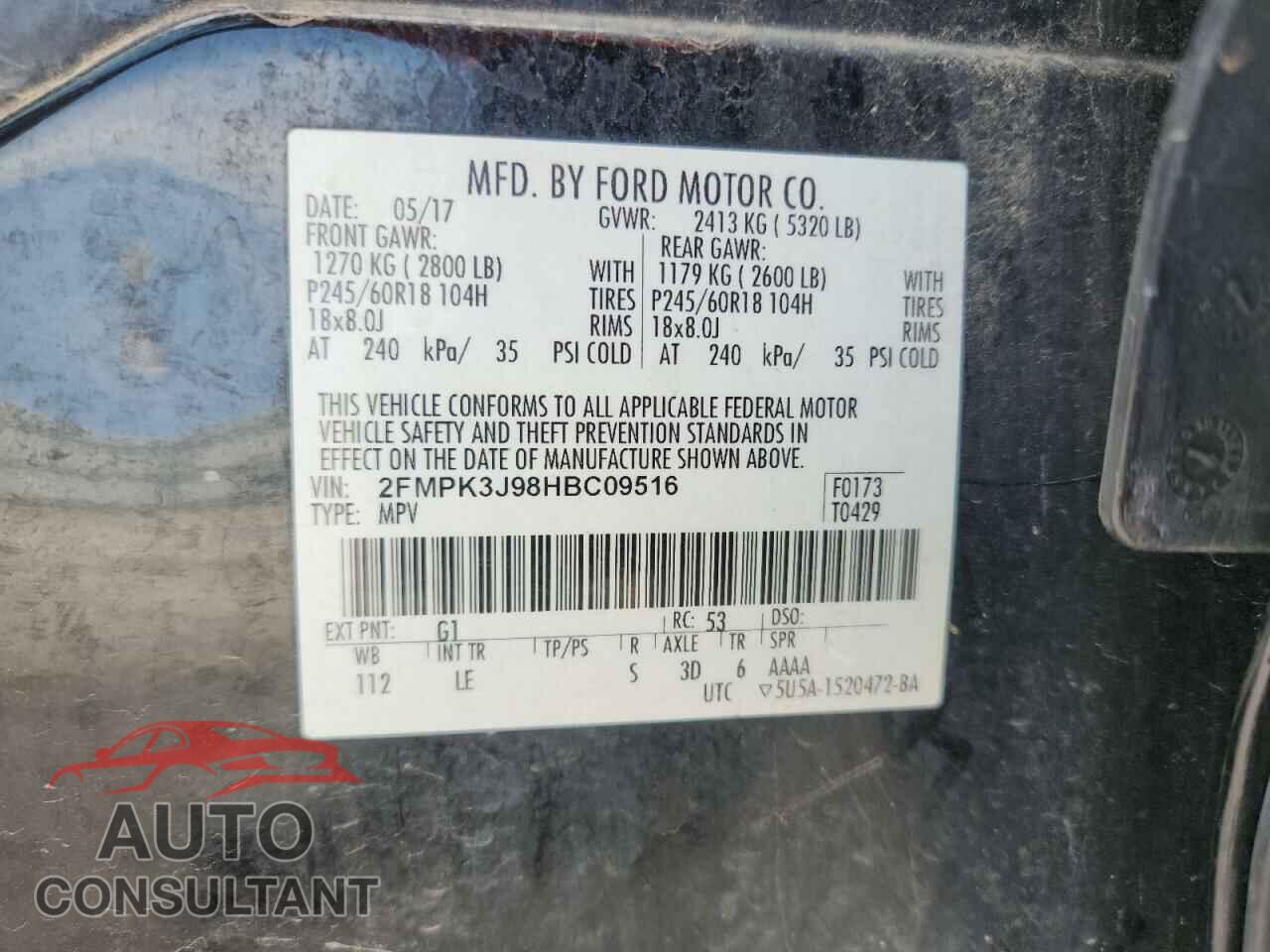 FORD EDGE 2017 - 2FMPK3J98HBC09516