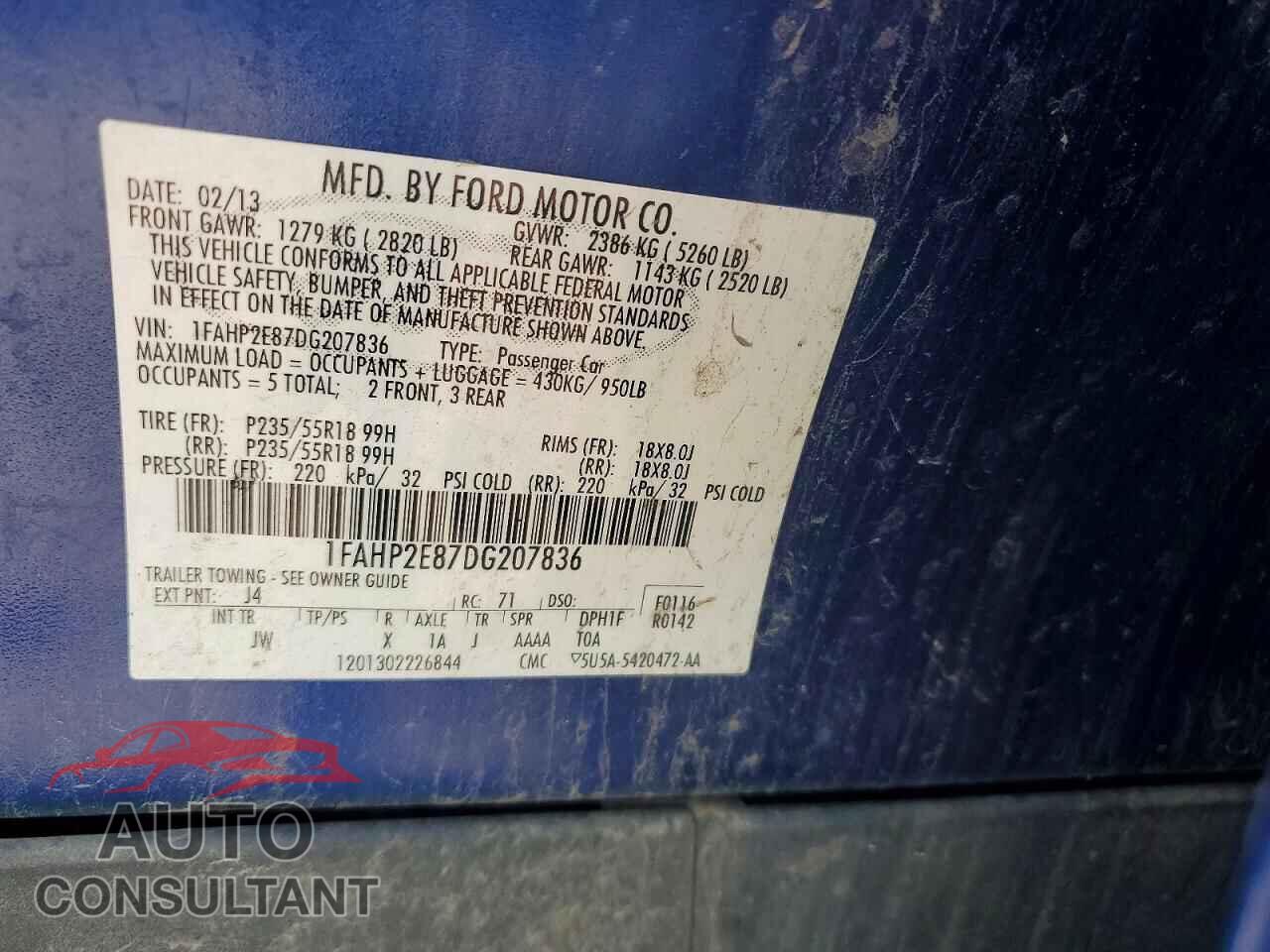 FORD TAURUS 2013 - 1FAHP2E87DG207836