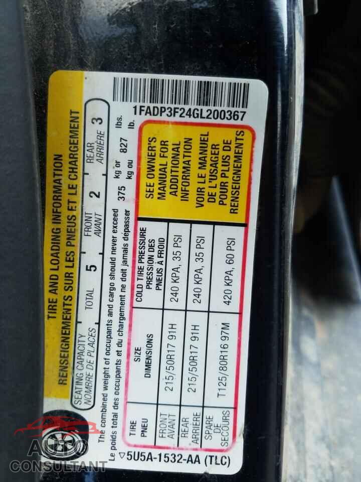 FORD FOCUS 2016 - 1FADP3F24GL200367