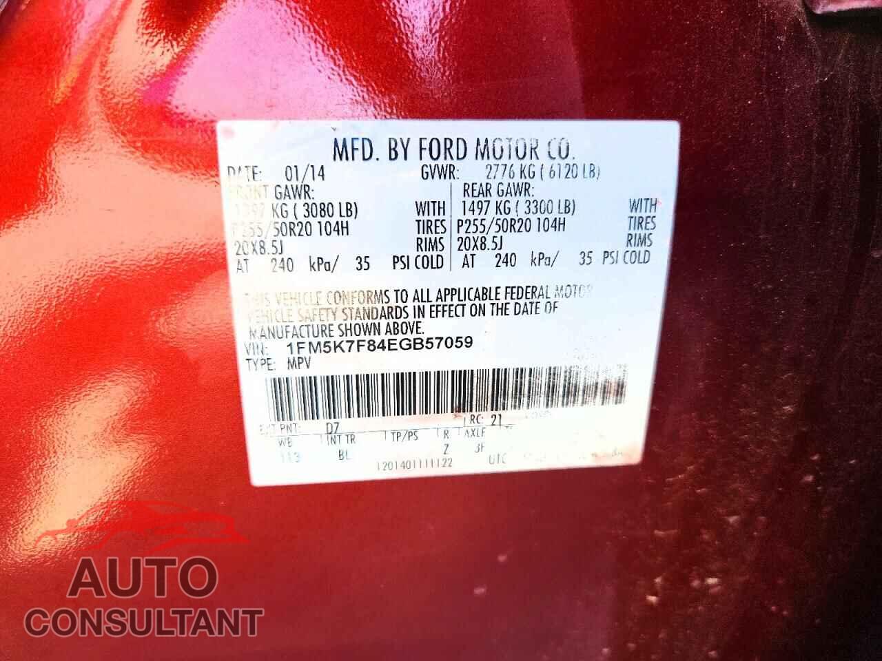 FORD EXPLORER 2014 - 1FM5K7F84EGB57059