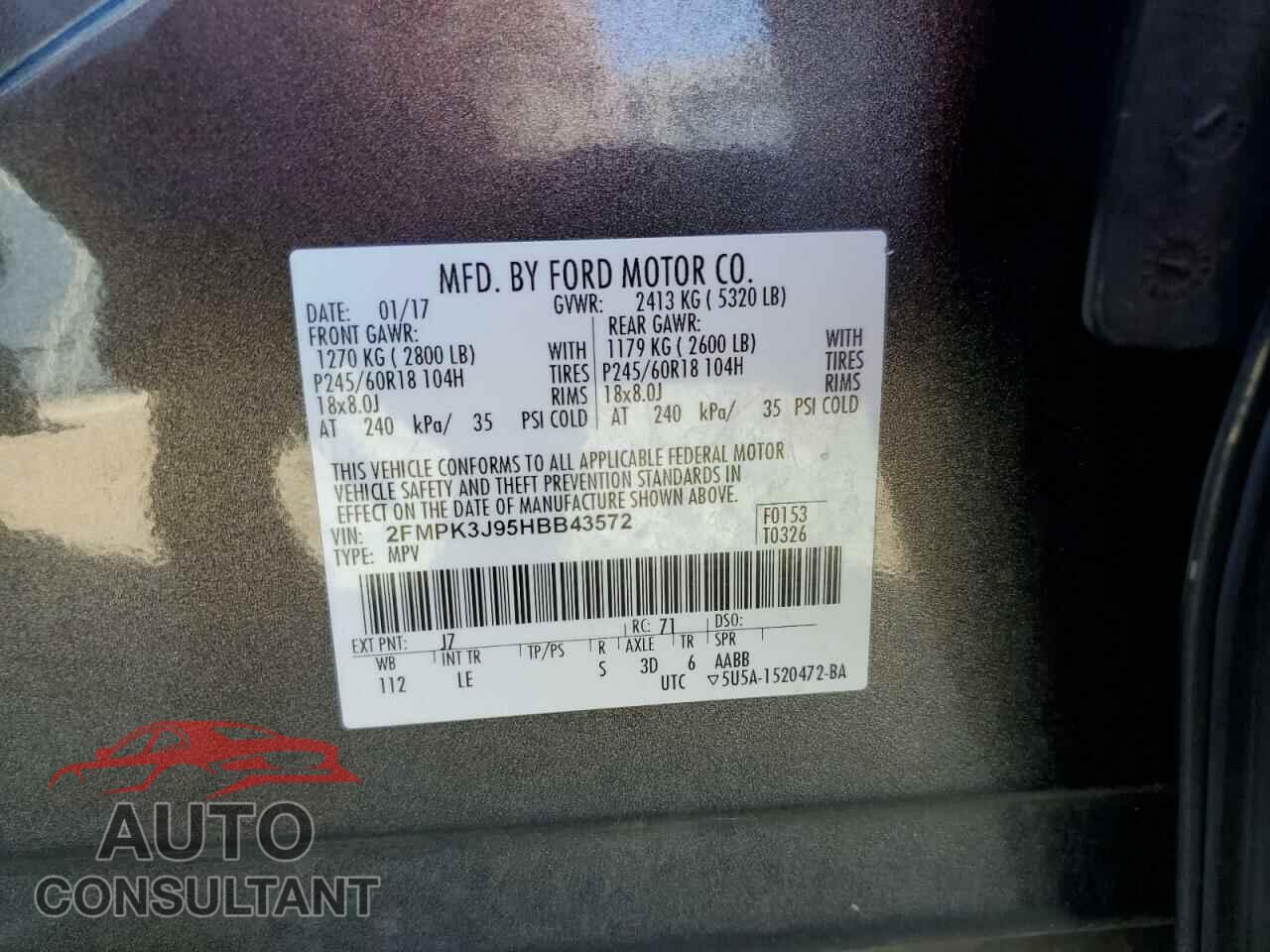 FORD EDGE 2017 - 2FMPK3J95HBB43572