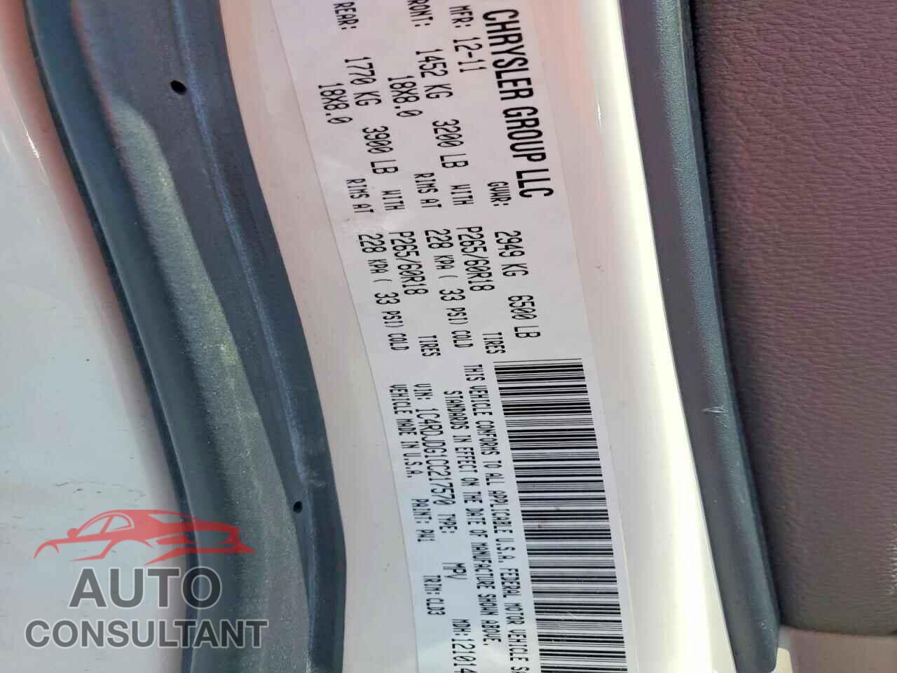 DODGE DURANGO 2012 - 1C4RDJDG1CC217570