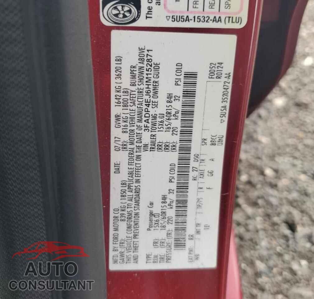 FORD FIESTA 2017 - 3FADP4EJ6HM152871
