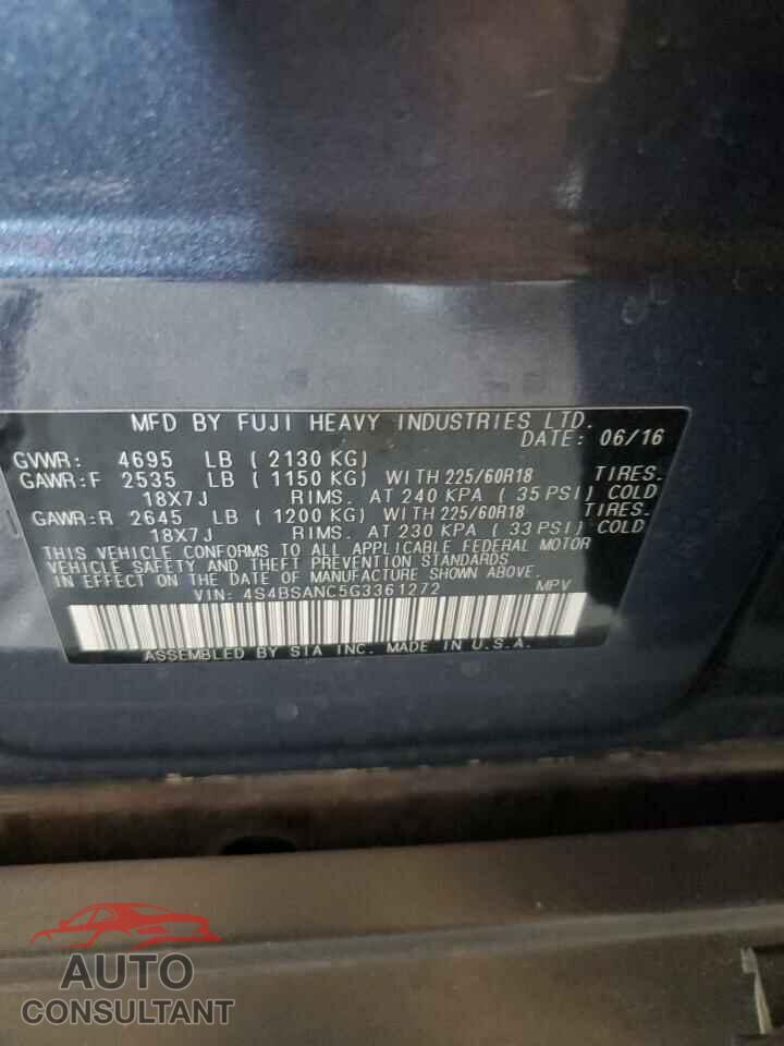 SUBARU OUTBACK 2016 - 4S4BSANC5G3361272
