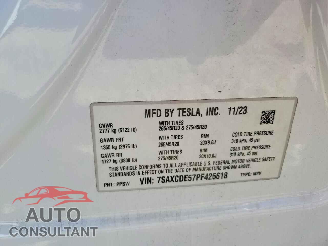 TESLA MODEL X 2023 - 7SAXCDE57PF425618