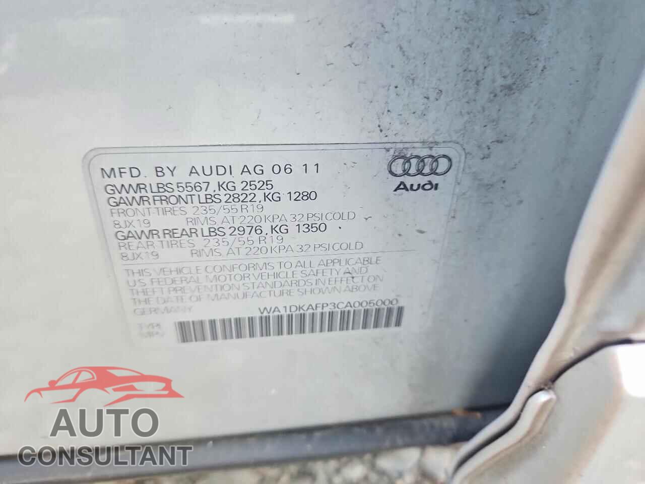 AUDI Q5 2012 - WA1DKAFP3CA005000
