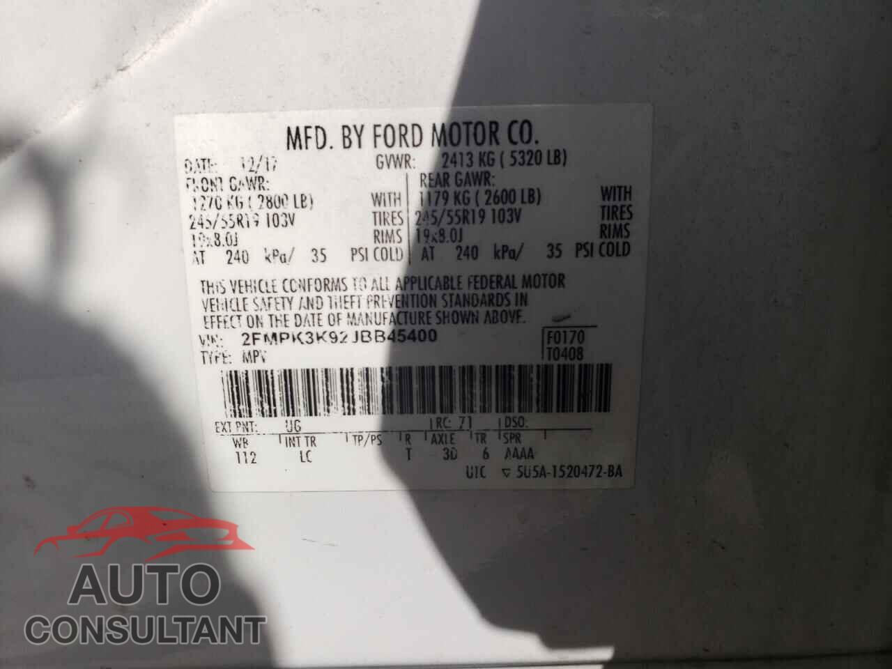 FORD EDGE 2018 - 2FMPK3K92JBB45400