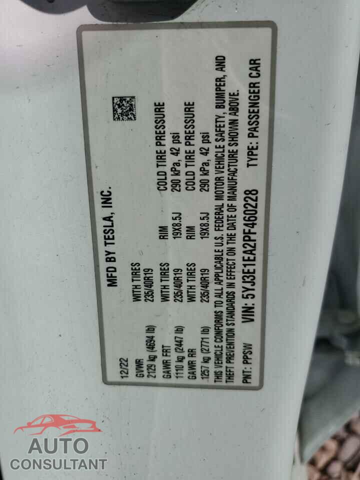 TESLA MODEL 3 2023 - 5YJ3E1EA2PF460228