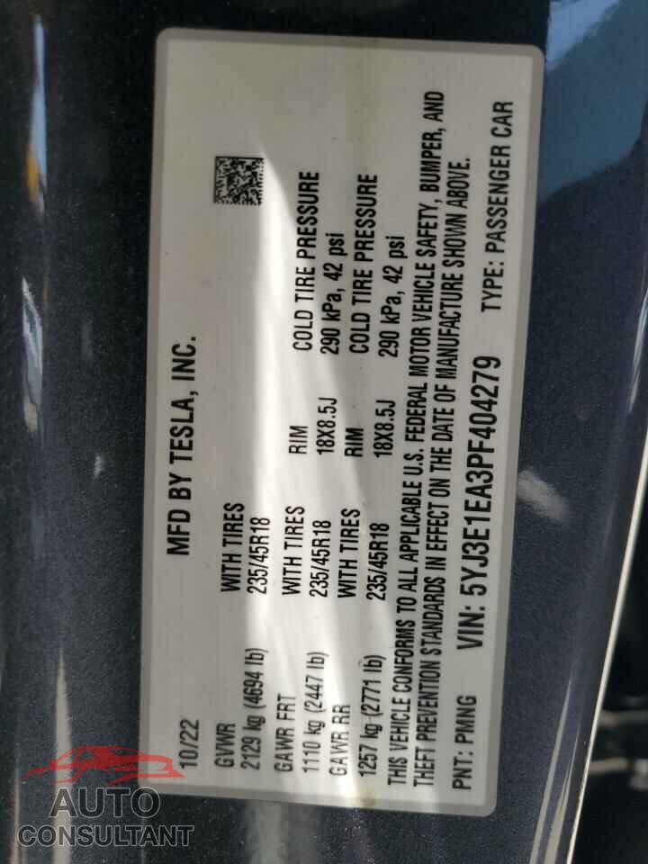 TESLA MODEL 3 2023 - 5YJ3E1EA3PF404279