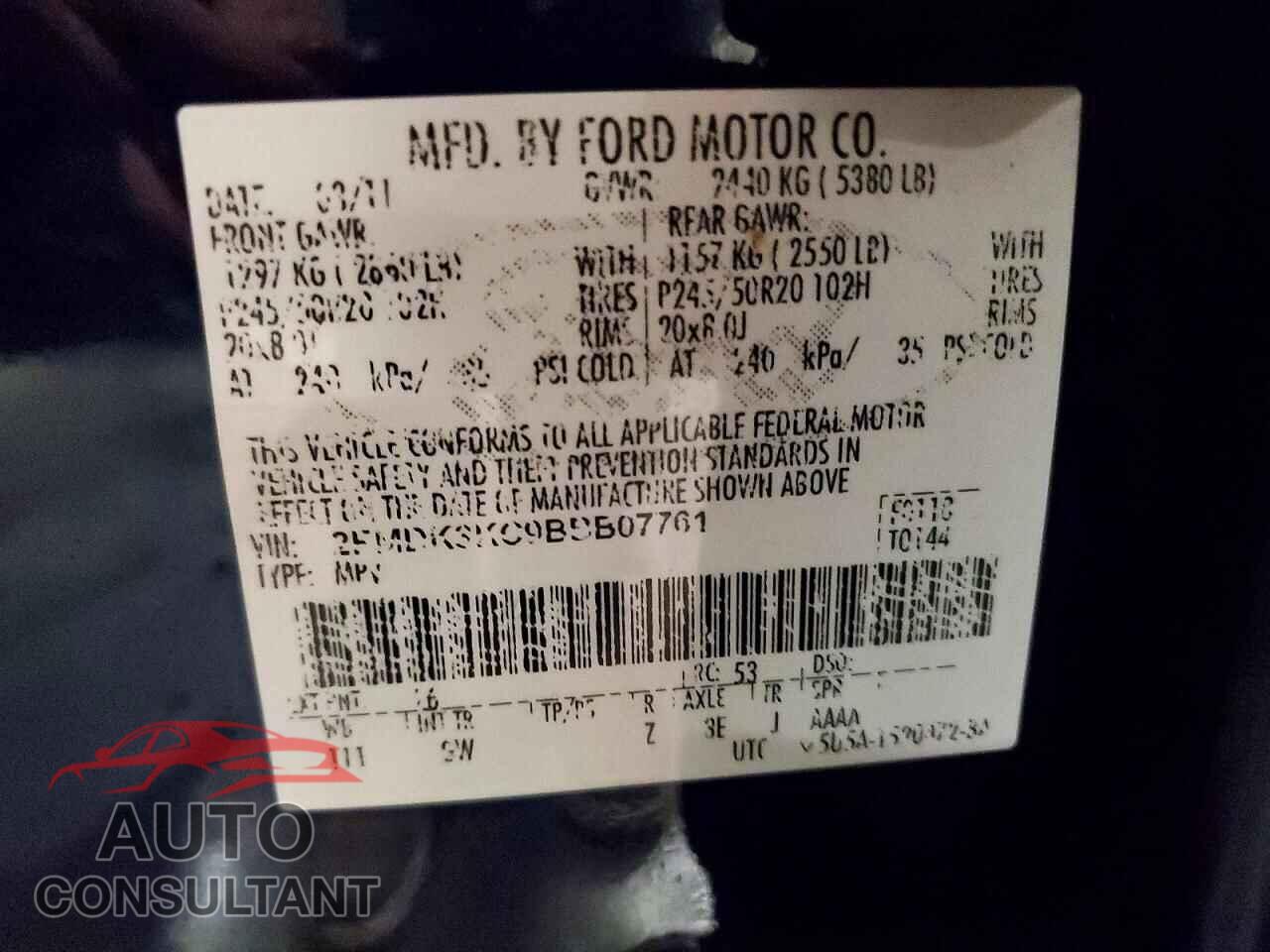 FORD EDGE 2011 - 2FMDK3KC9BBB07761