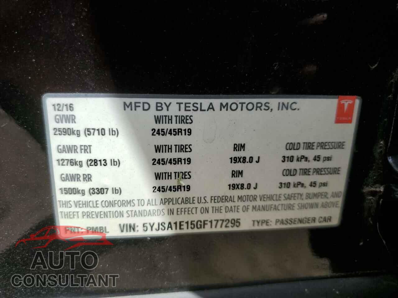 TESLA MODEL S 2016 - 5YJSA1E15GF177295