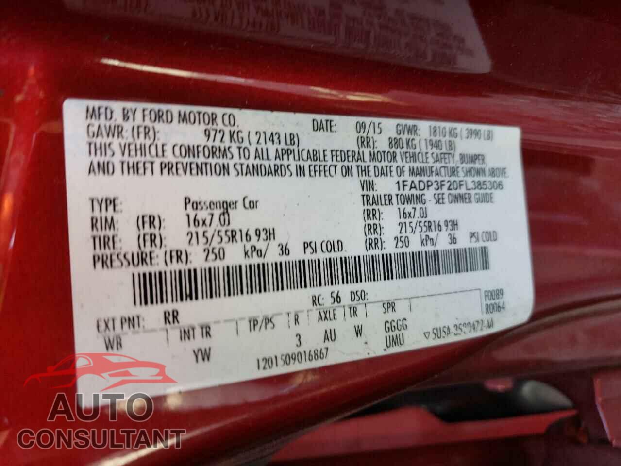 FORD FOCUS 2015 - 1FADP3F20FL385306
