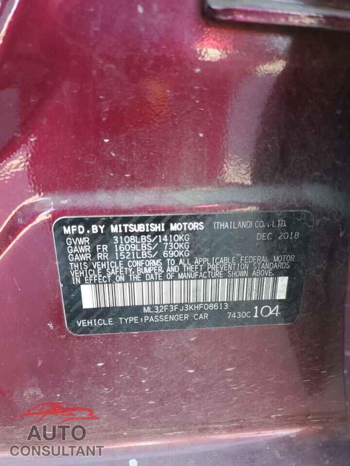 MITSUBISHI MIRAGE 2019 - ML32F3FJ3KHF08613