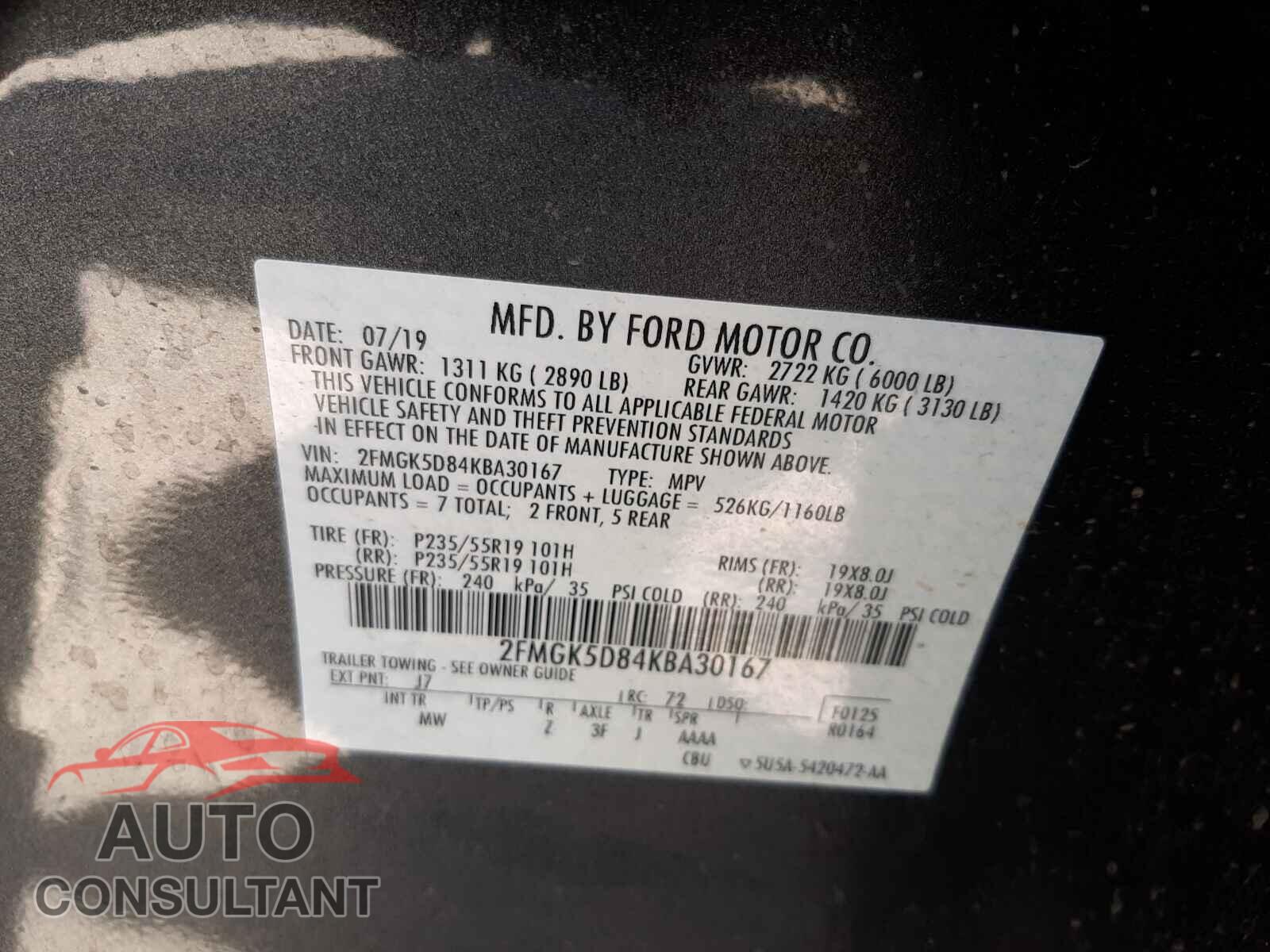 FORD FLEX 2019 - 2FMGK5D84KBA30167
