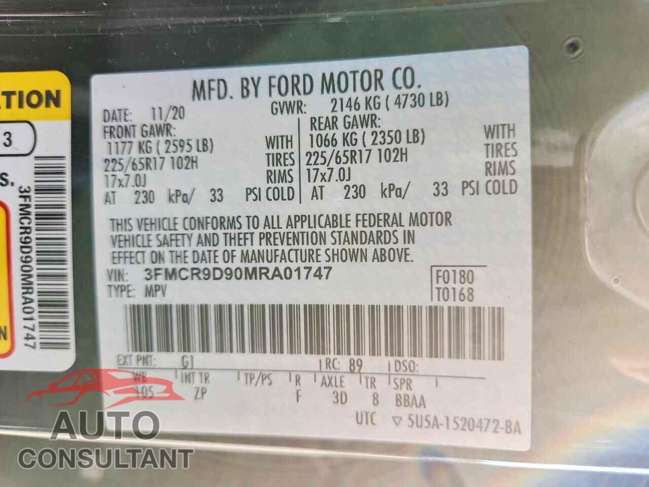 FORD BRONCO 2021 - 3FMCR9D90MRA01747