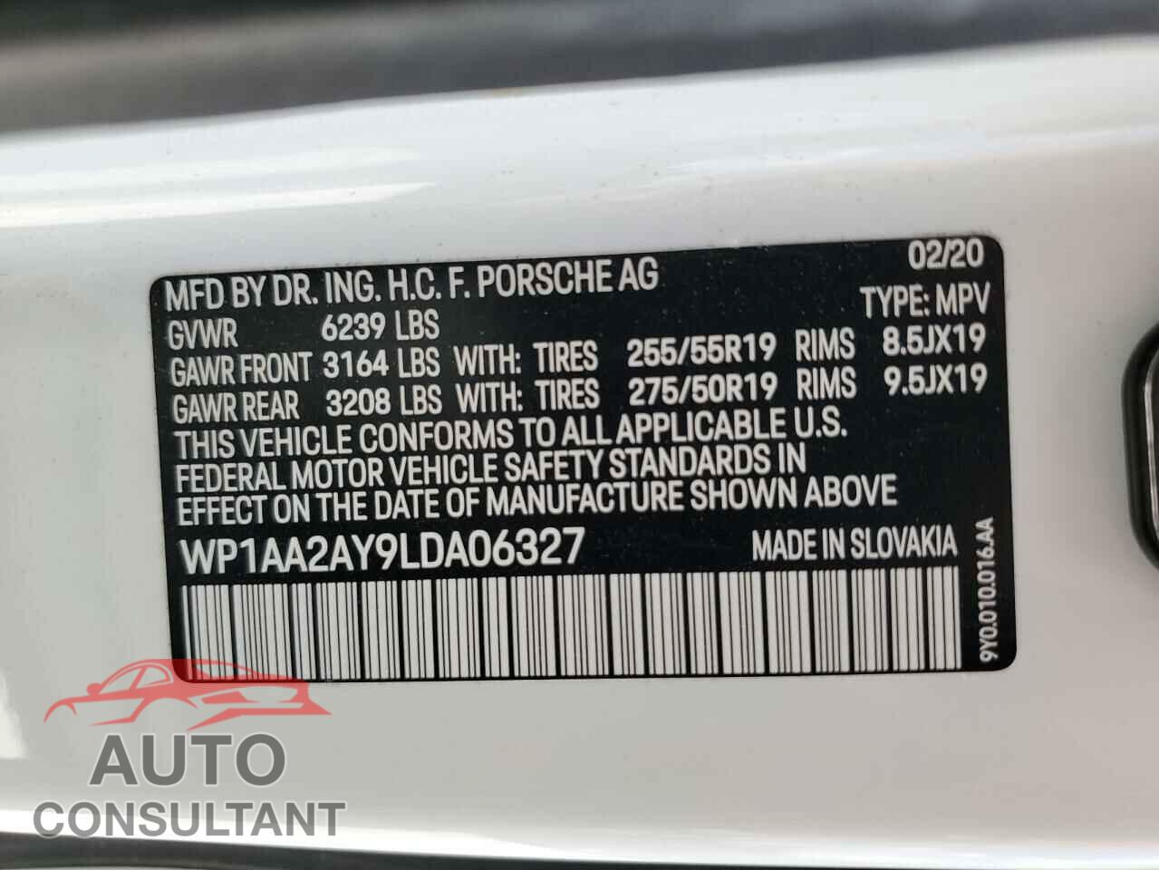 PORSCHE CAYENNE 2020 - WP1AA2AY9LDA06327