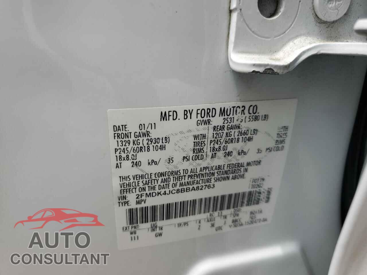 FORD EDGE 2011 - 2FMDK4JC8BBA82763