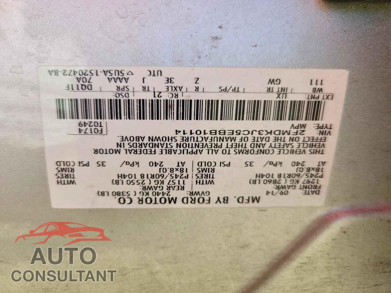FORD EDGE 2014 - 2FMDK3JC5EBB10114