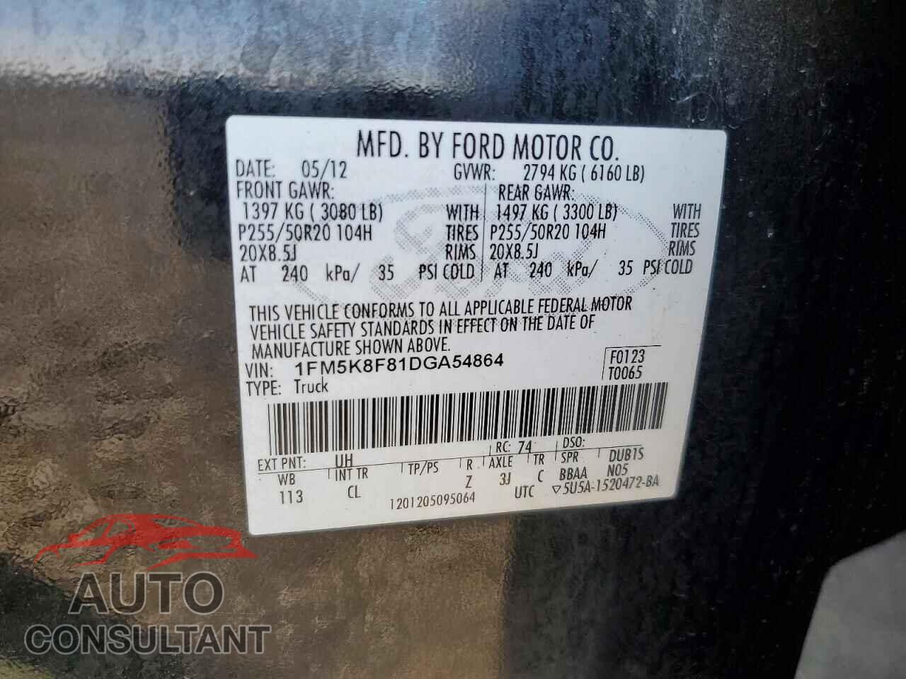 FORD EXPLORER 2013 - 1FM5K8F81DGA54864