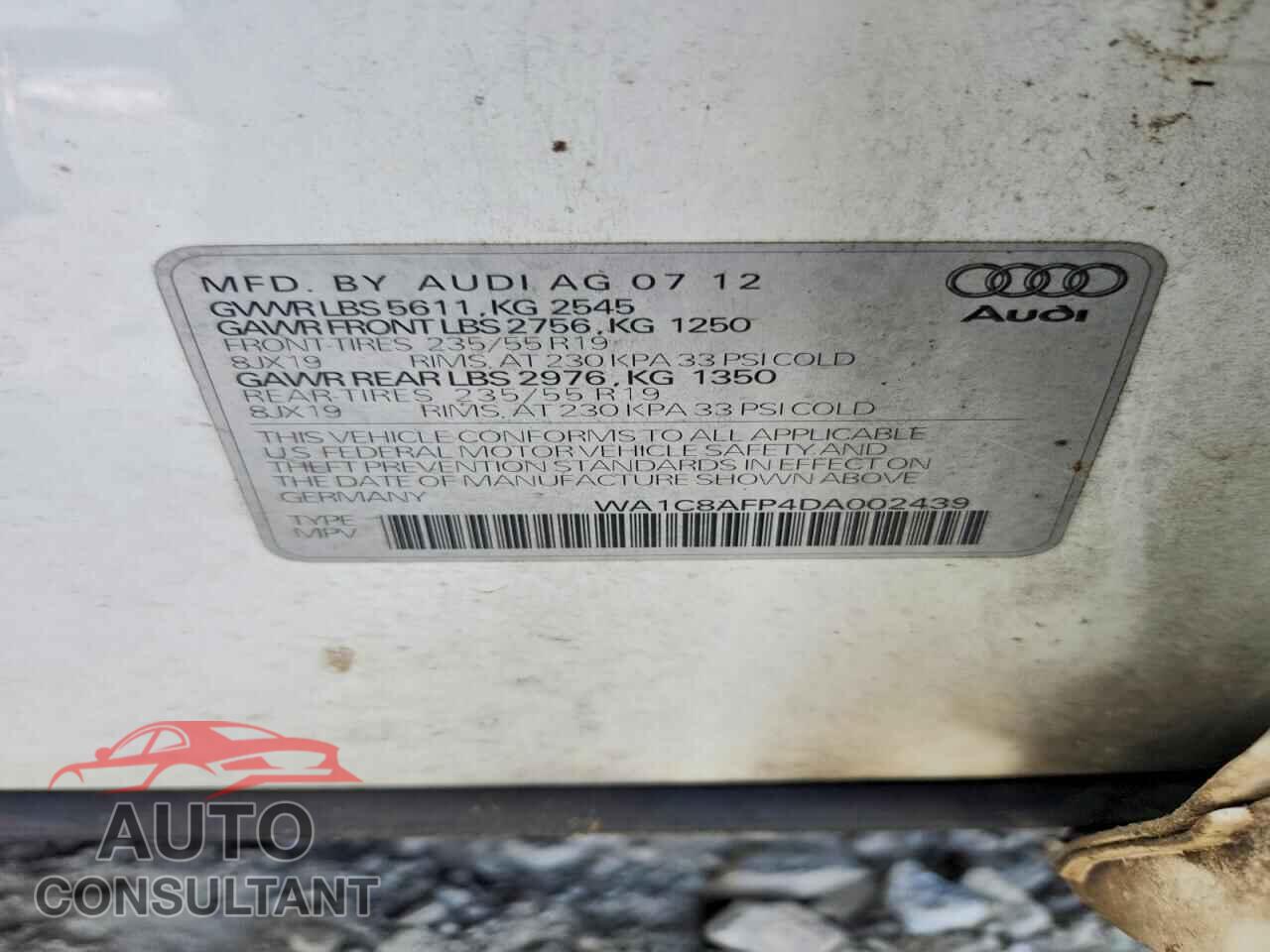 AUDI Q5 2013 - WA1C8AFP4DA002439